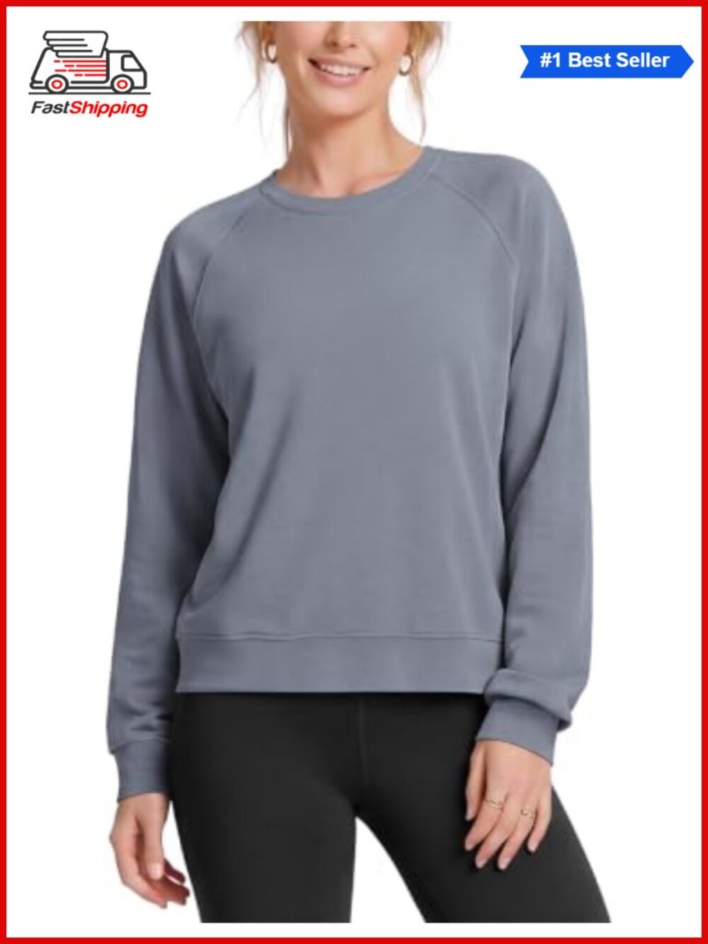 ✨ODODOS Modal Soft Raglan Long Sleeve Oversized Crew Neck Sweatshirt
